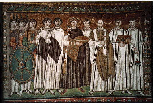 Mosaico raffigurante Giustiniano I e la sua corte